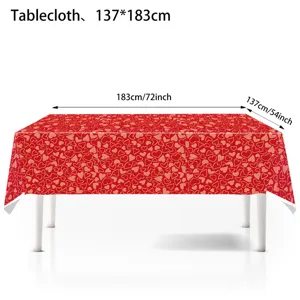 Rote Einweg Tischdecke mit Herzen 137x183cm für Valentinstag Party Dekoration und Feiern.