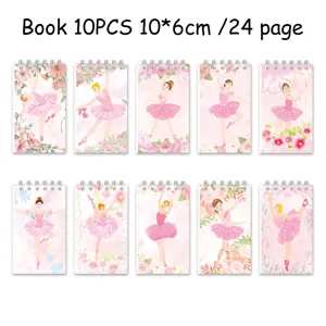 Mini ballet dancer spiral notebook set, 10 pieces pack, 10x6cm portable journal books.