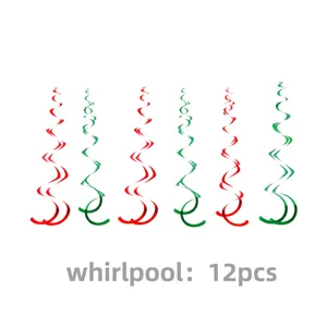 Noël suspendu feuille spirales décoration rouge vert plafond serpentins 12 pcs.
