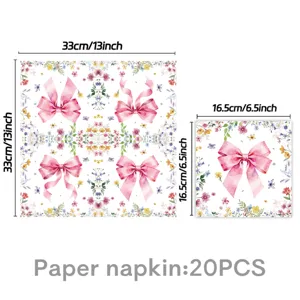 Serviettes en papier nœud floral décoration de table de fête 20pcs pour anniversaire mariage