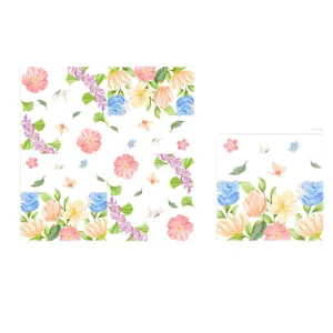 Aquarel bloem vlinder feestservies set lente veldbloemen papieren serviet