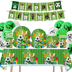 Football theme party supplies set birthday decoration banner paper plates cups tablecloth
