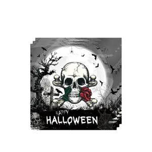 Halloween Party Pappteller Set mit Totenkopf und roter Rose schaurige Tischdeko für Fest