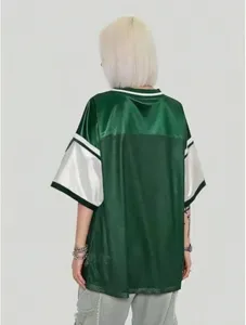 Detailed back view of the American style loose mesh jersey top, showing breathable fabric.