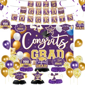 2025 abschluss party dekoration set mit hintergrund banner luftballons tischdeko