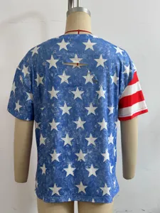 2026 Summer Independence Day Women Loose Casual T-Shirt US Flag Print Short Sleeve