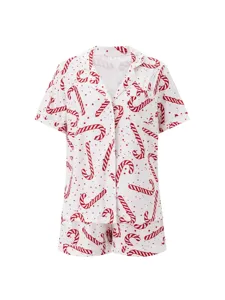 Weihnachten Familien Pyjama Matching Set Bedruckt Revers Kurzarm Top Und Bottom Nachtwäsche Für Damen Herren Kinder Holiday PJs