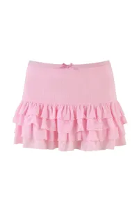 Pink low waist ruffled mini skirt lace tiered sweet lolita cute short skirt outfit