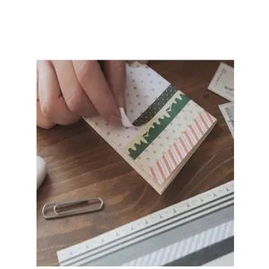 Vintage stamp style sticker memo pad set detail showing decorative journaling paper.