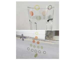 Korean style retro decorative transparent sticker set with colorful geometric circle patterns.