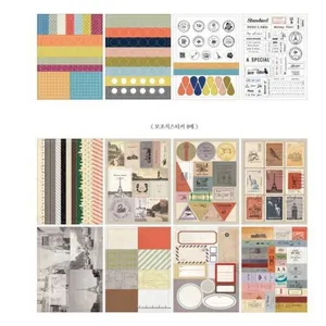 Vintage stamp style stickers DIY journal decorative tape set for crafting and scrapbooking.