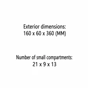Wooden stamp set box size specification detail view showing exact dimensions for use.