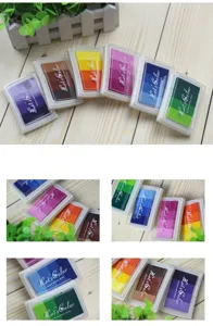 Detailed view of colorful gradient ink pads set, perfect for crafting, stamping and card making.