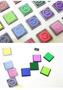 Colorful square DIY ink pads set for rubber stamps, craft and scrapbooking uses.