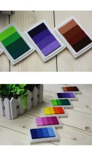 Colorful gradient stamp ink pads set, ideal for DIY crafts, scrapbooking and wedding guest books.