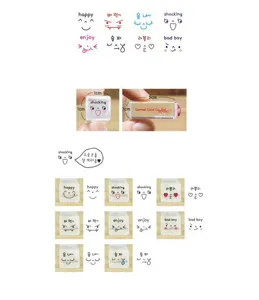 Detailed view of Korean Somssi crystal mini stamp set showing various cute facial expressions.