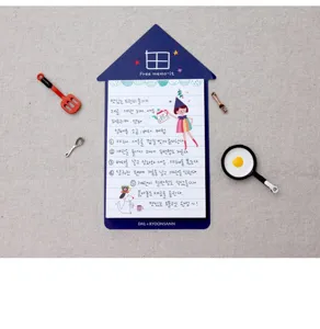 Grazioso blocco notes adesivo a forma di casa coreana con miniature di utensili da cucina carini.