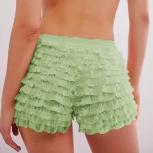Layered ruffle low waist shorts sweet Lolita style solid color women summer beach bottom wear