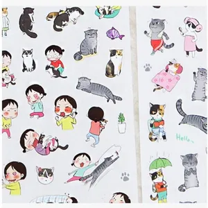 Cute transparent PVC cat stickers for journaling, decorative aesthetic stationery main view.
