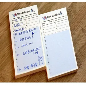 Detailed view of the sticky note planner featuring date and time schedule layout for daily study.
