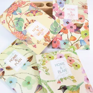 Botanical floral watercolor planner notebook set, beautiful home plan diary for daily use.