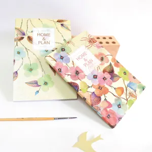 Floral watercolor planner notebook set for daily journaling, home budgeting and desk setup.