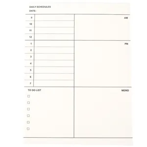 Bloc de notas de horario diario minimalista, bloc extraible con lista de tareas pendientes.
