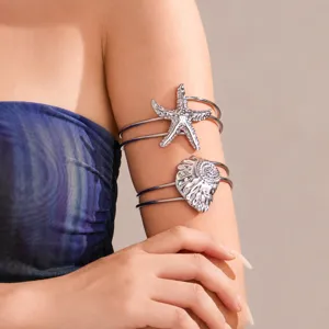 Roestvrij staal oceaan stijl zeester schelp armmanchet mode veelzijdige metalen armband