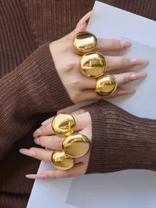 Oversized gold dome rings statement geometric knuckle rings fashion jewelry for women