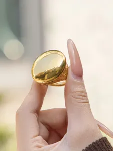 Chic gold dome geometric ring statement chunky smooth finger ring modern fashion jewelry