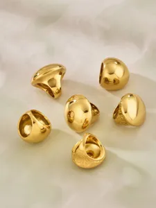 Chunky gold dome rings set geometric statement fashion finger jewelry for women