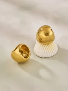 Chic Gold Teardrop Dome Ring Oversized Geometric Smooth Statement Ring For Women