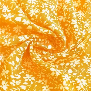 Yellow ditsy floral print fabric for casual women's summer beach vacation long maxi skirts.