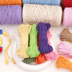 4mm colorful macrame cotton cord craft string for DIY handmade bracelets necklaces and accessories