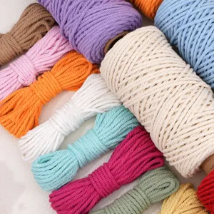 4mm colorful cotton craft cord braided rope for handmade DIY jewelry making and accessories