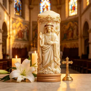 Exquisite religious Jesus relief pillar candle mold for creative home decor and DIY crafts detail