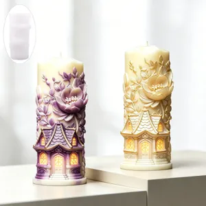 Exquise bougie parfumée en relief 3D et moule en silicone pour déco de maison et cadeaux.