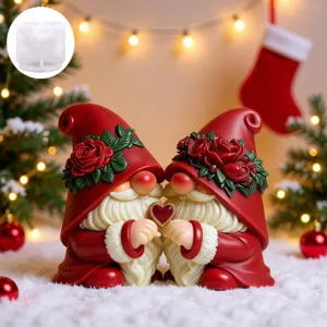 Christmas couple gnome silicone mold for DIY epoxy resin casting and festive home decor.