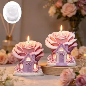 3D Rose Cottage Candle Silicone Mold DIY Aromatherapy Craft Home Decor Gift Ornament