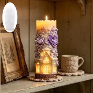 Moule en silicone bougie château floral relief 3D romantique décoration maison bricolage