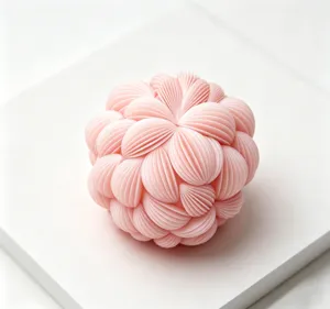 Close-up detail view of the intricate pink 3d flower ball silicone mold product design.