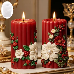 Silicone mold for blooming flower relief pillar scented candles and resin crafts decoration