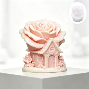 3D Rose House Silicone Mold For DIY Handmade Candle Soap Plaster Aromatherapy Creative Home Decor Ornament Birthday Gift