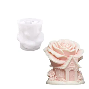 3D Rose House Silicone Mold DIY Candle Soap Resin Craft Making Tool Home Decor Gift