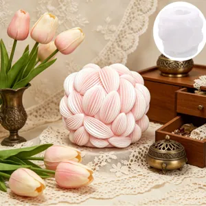 3D flower ball silicone mold for aromatic candles and resin casting DIY craft decor.