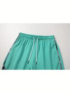Mint green women casual sports shorts drawstring detail view summer active wear apparel