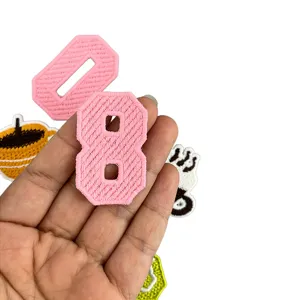 Embroidered number 8 patch pink fabric sticker DIY clothing decoration apparel accessory