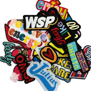 Colorful embroidery patches set for clothing accessories, DIY jacket and backpack decor.