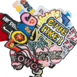 Colorful English letter embroidered patches, clothing accessories, wholesale lot for DIY.