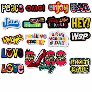 Colorful English Letter Slogan Embroidered Patches DIY Clothing Accessories Iron On Applique Badge